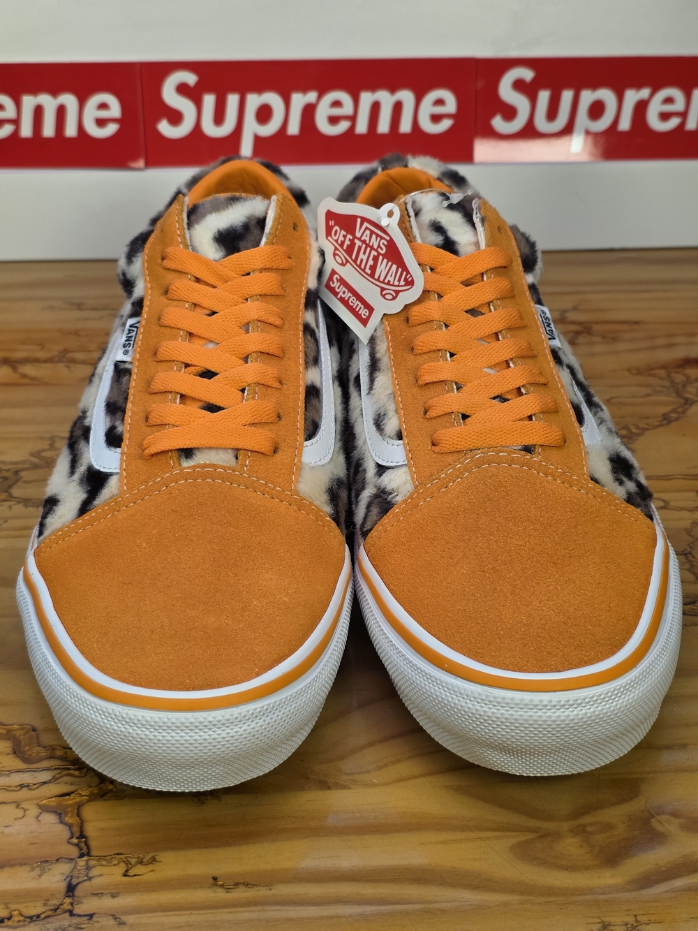 Supreme Vans Skate Old Skool Leopard Orange Mens 13 Womens 14.5 New With Box - Picture 5 of 11